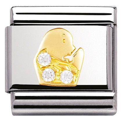 Nomination Italy Links Classic ZODIAC, S/Steel,Bonded Yellow Gold, CZ, Virgo