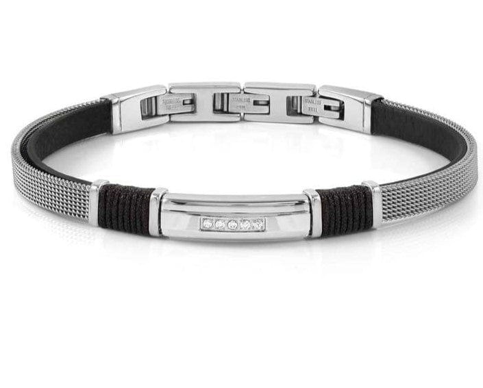 Nomination Italy Mens Bracelets #SEALOVER link bracelet in steel, eco-leather and cz WHITE 135008/001
