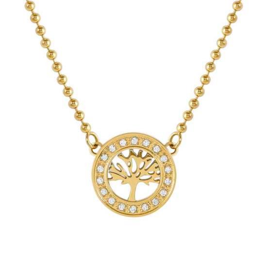 Nomination Italy necklace SOFFIO D'AMORE necklace in steel with fin. YELLOW GOLD and cubic zirconia Tree life