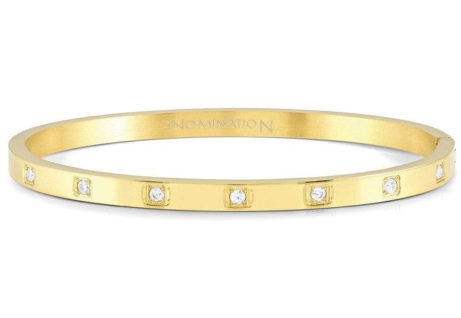 Nomination Italy PRETTY BANGLES bracelet,steel, SQUARE cz MEDIUM SIZE Yellow Gold