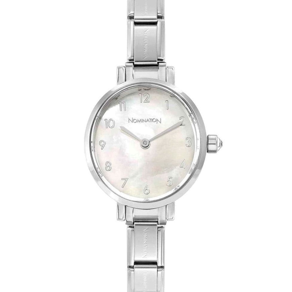 Nomination Italy Time PARIS watch with steel strap OVAL with cz WHITE mother-of-pearl 076038/008