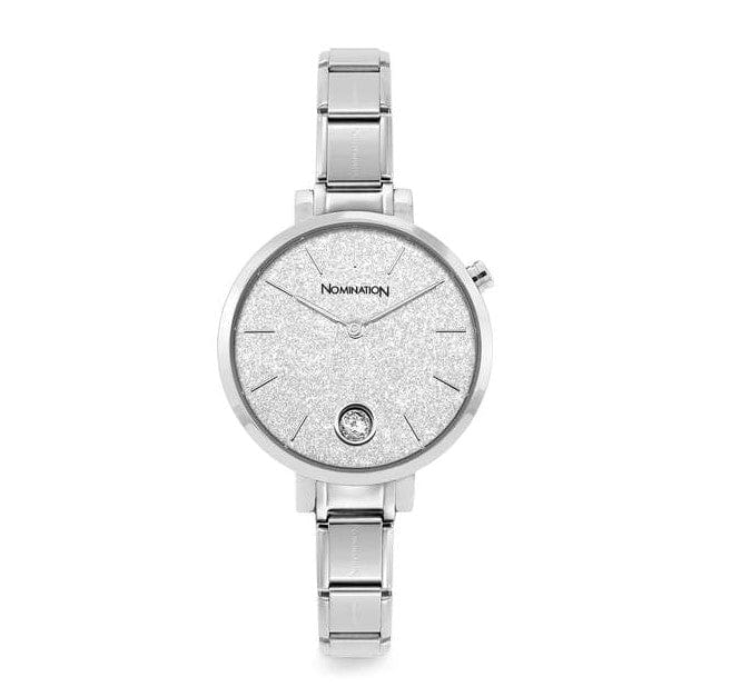 Nomination Italy Watches 076033/023 PARIS watch, steel band ROUND,CZ,Glitter Silver Dial