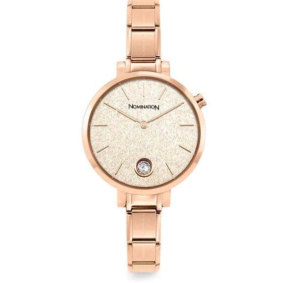Nomination Italy Watches 076034/025 PARIS watch,ROUND,steel strap, ROSEGOLD PVD zircon, Gliter Rose Face