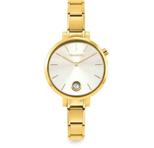 Nomination Italy Watches 076035/017 PARIS watch, ROUND,steel strap, GOLD PVD zircon,Silver Face