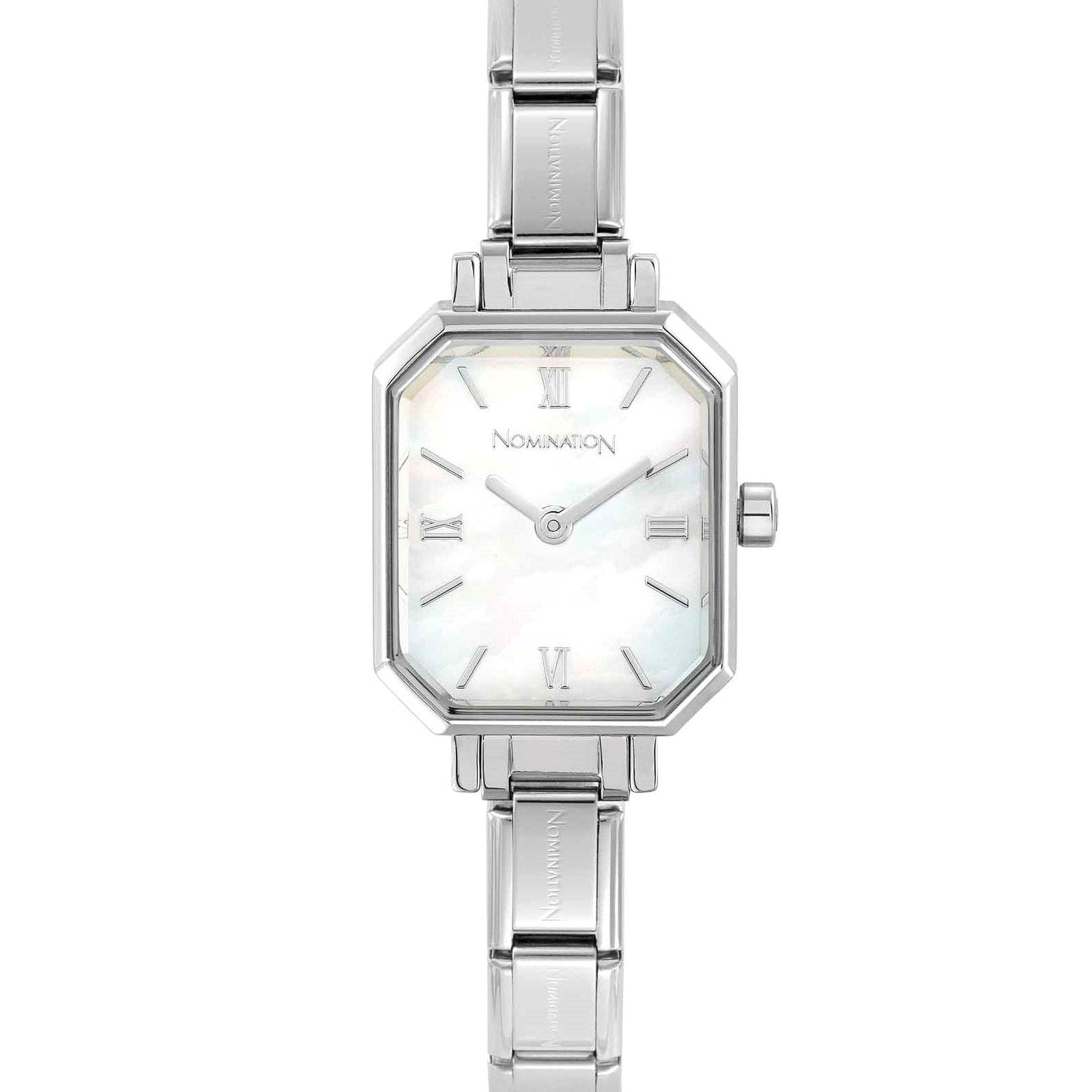 Nomination Italy Watches PARIS watch, NEW RECTANGULAR steel strap WHITE mother-of-pearl 076037/008