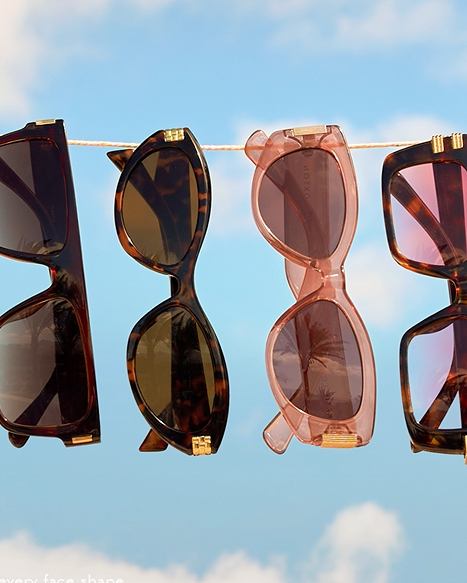 Sunglasses hanging on a string line for advertisement