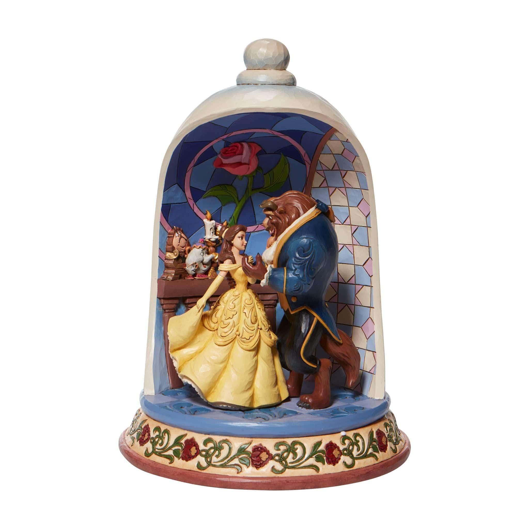 Enesco Disney Ornament Disney Traditions Figurine -Enchanted Love - Beauty and the Beast Rose Dome