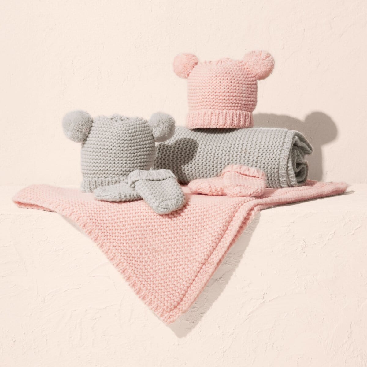 Katie Loxton Baby Gifts Katie Loxton Knitted Baby Hat & Mittens Set - Grey (0-6 Months)