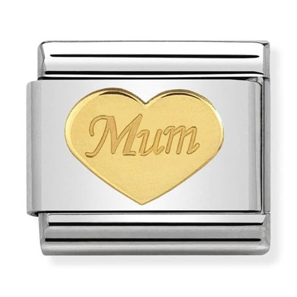 Nomination Nomination Plain Gold Charm Link Nomination Classic Link Charm - Plain Gold Mum Heart