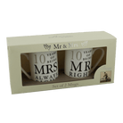 Widdop Mug Amore Mr Right Mrs Always Right Ceramic Mug Gift Set - 10 Years Tin Anniversary