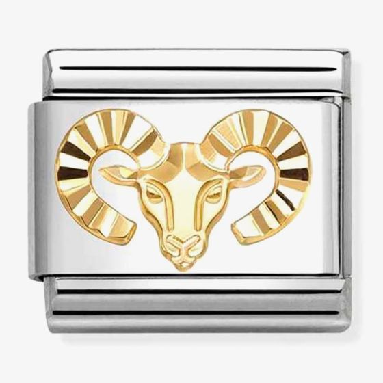 Nomination Italy calssic 18k gold and stainless steel charm depicting the star sign aries with etched detailing