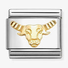 Nomination Italy classic 18k gold and stainless steel charm depicting the the star sign taurus with etched detailing