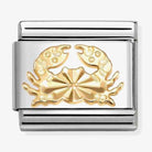Nomination Italy Classic 18k gold and stainless steel charm depicting the star sign cancer with etched detailing
