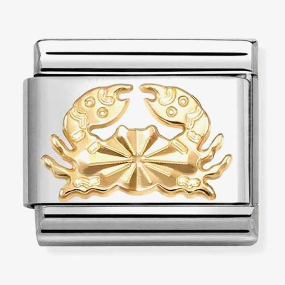 Nomination Italy Classic 18k gold and stainless steel charm depicting the star sign cancer with etched detailing