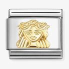 Nomination Italy classic 18k gold and stainless steel charm depicting the star sign virgo with etched detailing