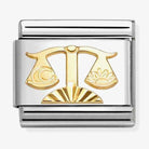 Nomination Italy 18k gold and stainless steel charm depicting the star sign libra with etched detailing