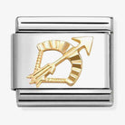 Nomination Italy Classic 18k gold and stainless steel charm depicting the start sign for sagittarius in an etched design