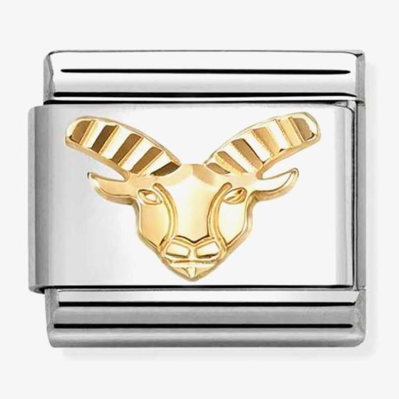 Nomination Italy Composable 18k gold and stainless steel charm depicting the capricorn star sign in an ectched design