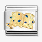 Nomination Italy Classic 18k gold and stainless steel charm depicting an open book and butterfly with blue enamel stars