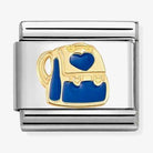Nomination Italy Classic 18k gold and stainless steel charm depicting a back pack with heart in blue enamel