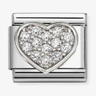 Nomination Italy Classic sterling silver and stainless steel composable  heart charm with white cz