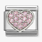 Nomination Italy Classic sterling silver and stainless steel heart charm with pink cz