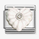 Nomination Italy classic sterling silver and stainless steel charm featuring  a white resin heart with a cz at its centre