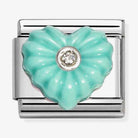 Nomination Italy classic charm in sterling silver and stainless steel featuring a turquoise resin heart with a cz at its centre 
