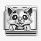Nomination Italy Classic Composable charm in sterling silver and stainless steel depicting a cat i with an oxidised finish