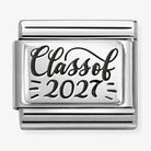 Nomination Italy Classic Composable sterling silver and stainless steel charm  with the wording class of 2027 in black enamel
