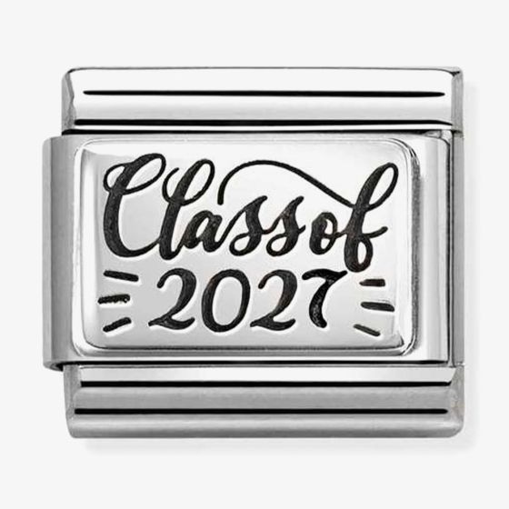 Nomination Italy Classic Composable sterling silver and stainless steel charm  with the wording class of 2027 in black enamel