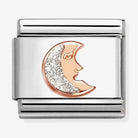 Nomination Italy classic gold charm showing a moon with enamelled glitter detailing