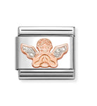Nomination Italy classic 9k gold charm showing an Angel with silver enamelled  glitter detailing on wings