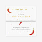 Joma Jewellery packaging with red chili peppers and text on a white background