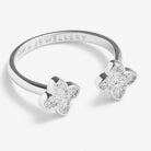 Silver clover ring with 'Jewellery' branding on a white background