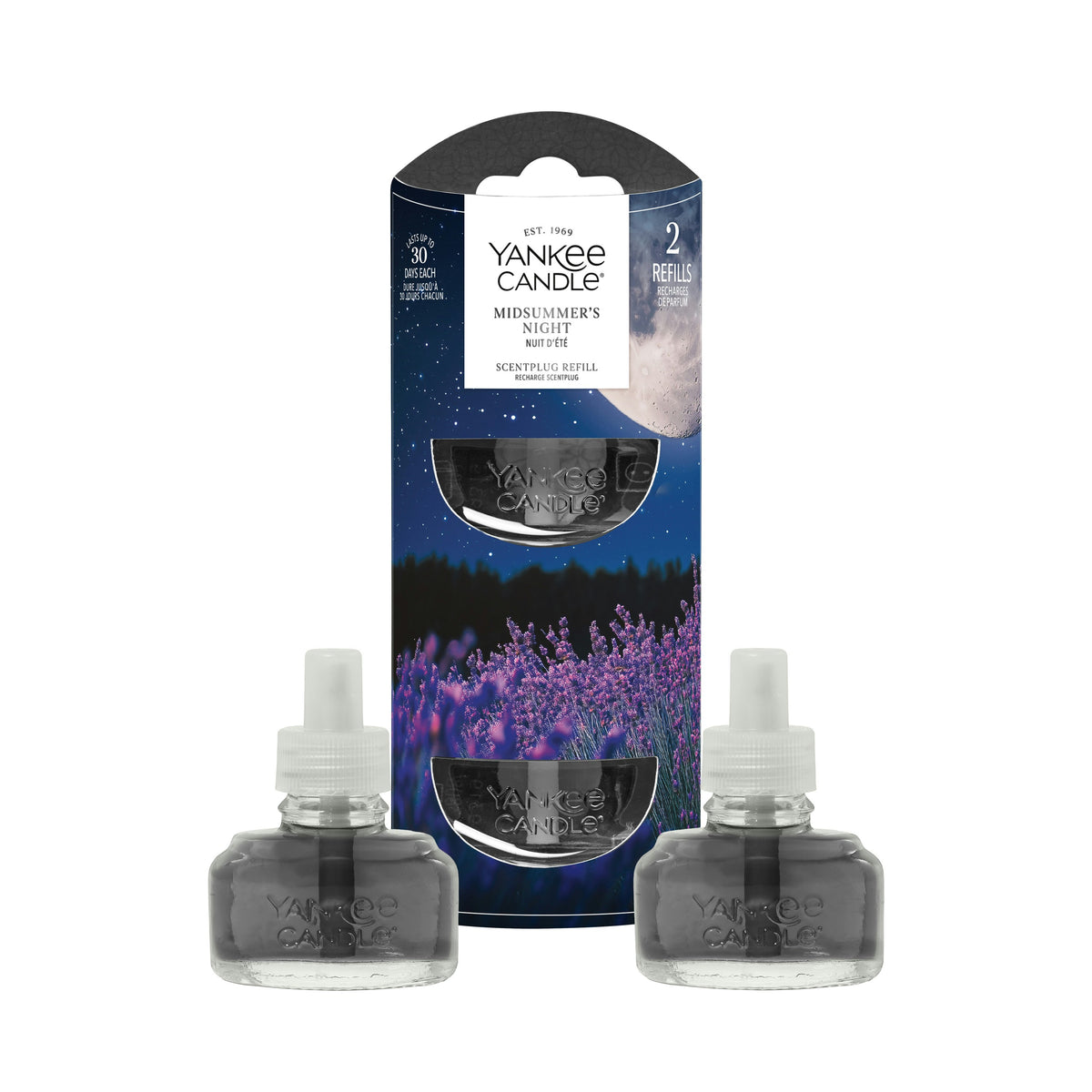 Yankee Candle essential oil refills with packaging on a white background