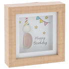 Wooden glass pebble artwork plaque with the sentiment happy birthday