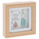 Wooden plaque with pebble glass artwork and the sentiment happy 18th birthday