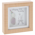 Wooden pebble glass artwork plaque with the sentiment happy 21st birthday