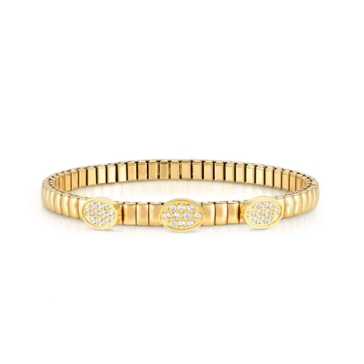 Nomination italy Gold plated bracelet with 3 oval cubic zirconia accents 