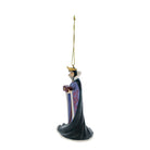 A Disney-themed Christmas ornament depicting Queen Jasmine from Aladdin, wearing her signature purple and blue robe with gold accents, hanging from a gold string on a white background.