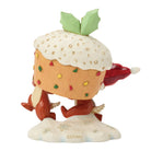 Animated chip & Dale character figurine holding a Christmas pudding wearing Christmas attire, standing on a white base with Disney logo.