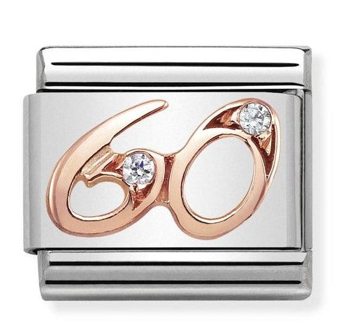 Nomination Italy - Classic 9ct Rose Gold & Cubic Zirconia - Number 60 ...