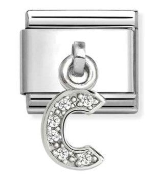 Nomination Italy Sterling Silver charm with letter 'C' and white cubic zirconia gemstones 