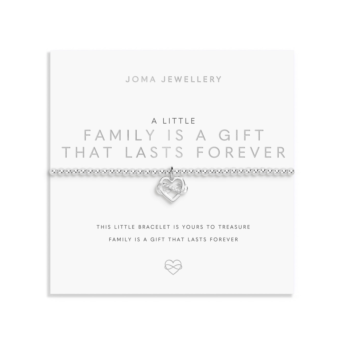 Joma Jewellery A Little | Family Is A Gift That Lasts Forever | Silver Plated | Bracelet | 17.5cm Stretch