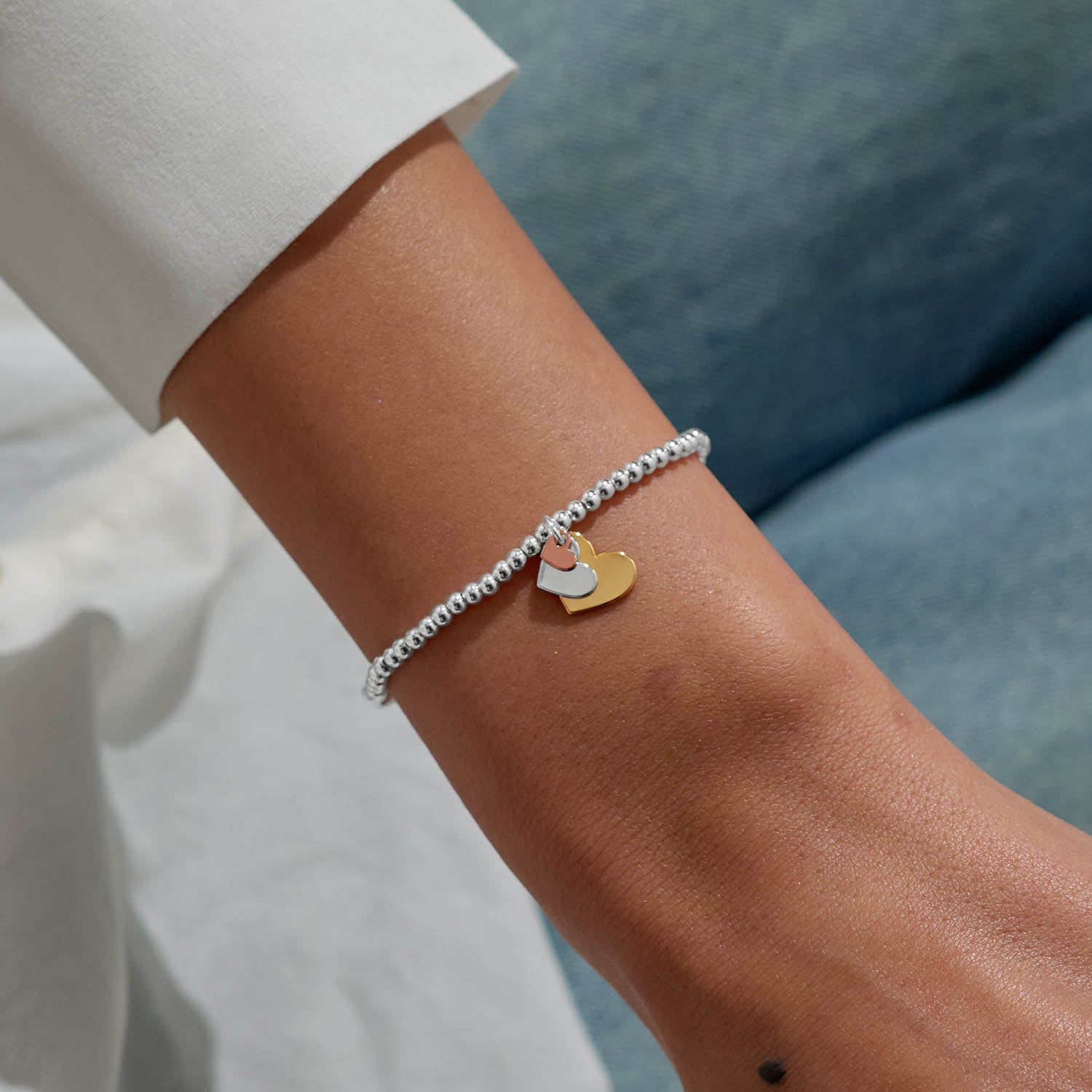 Joma Jewellery A Little | Three Generations | Silver, Gold & Rose Gold Plated | Bracelet | 17.5cm Stretch