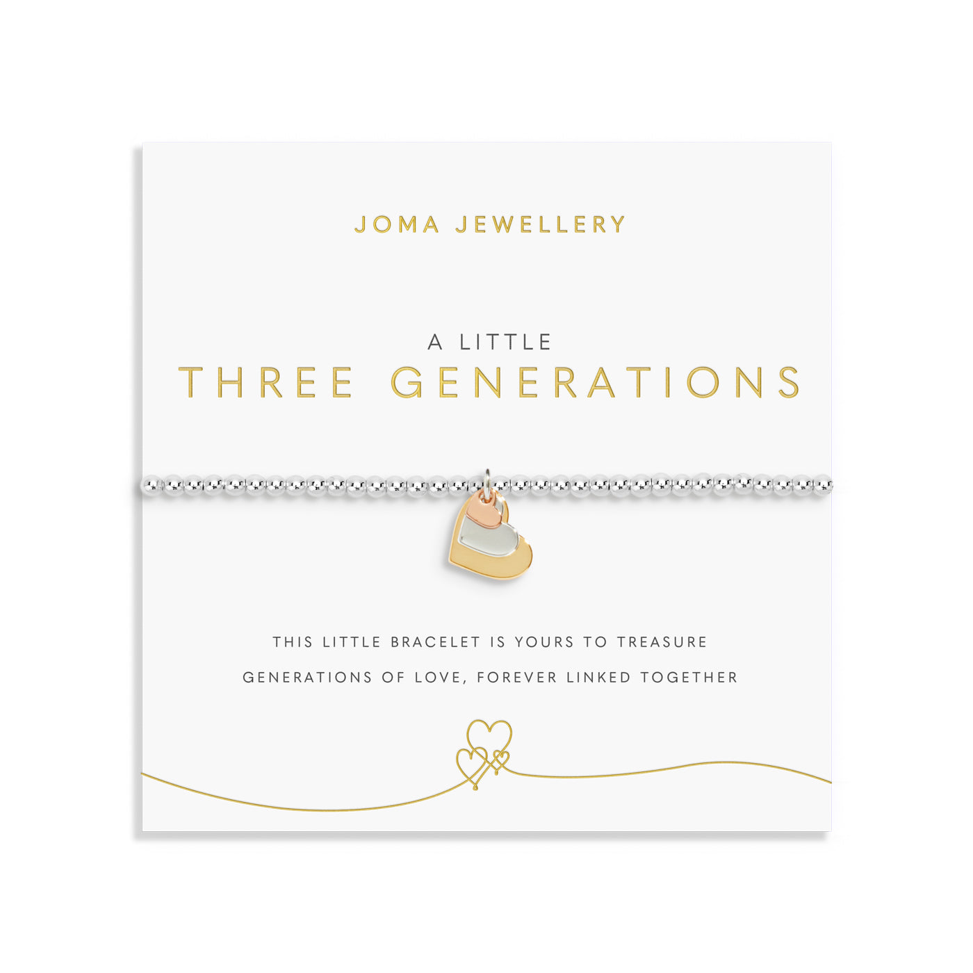 Joma Jewellery A Little | Three Generations | Silver, Gold & Rose Gold Plated | Bracelet | 17.5cm Stretch
