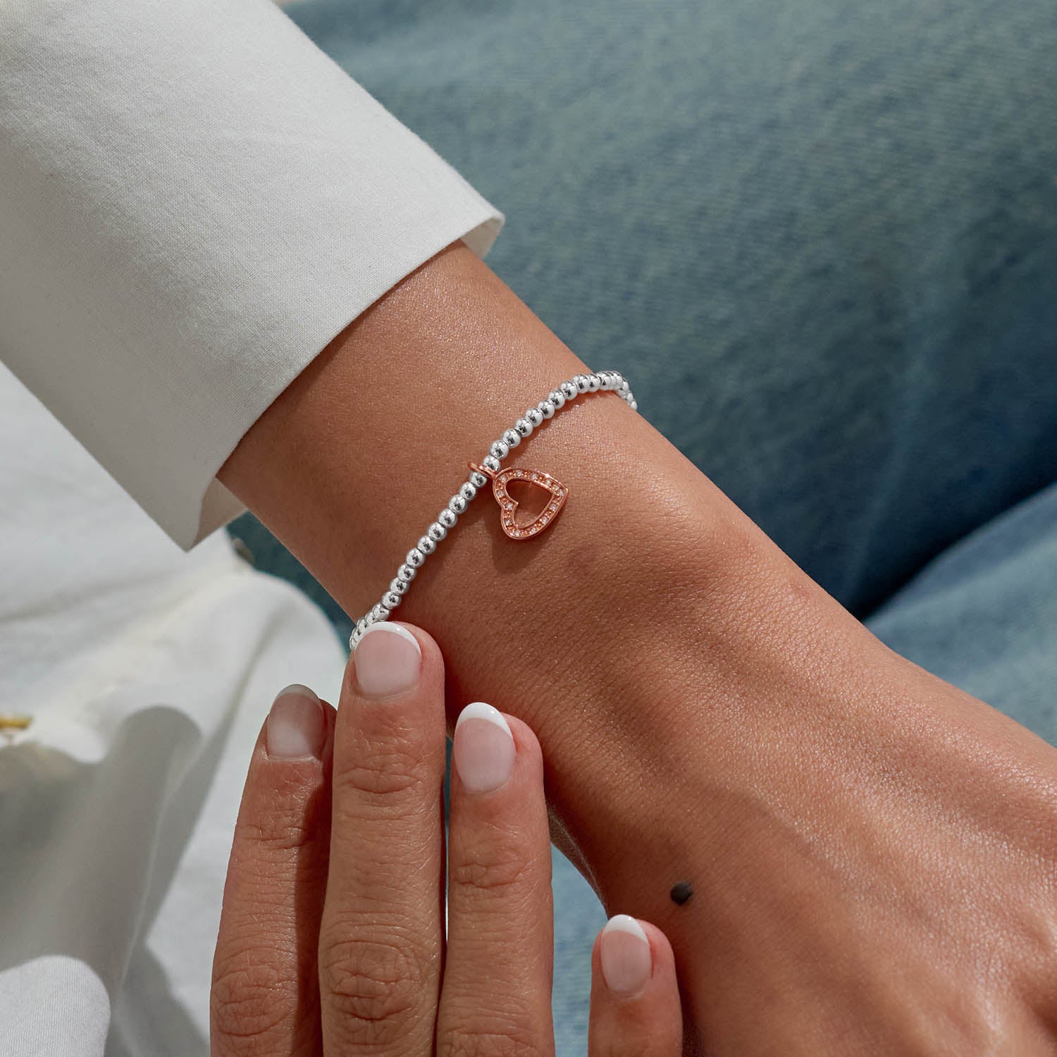 Joma Jewellery A Little | Happy Birthday Beautiful | Silver & Rose Gold Plated | Bracelet | 17.5cm Stretch