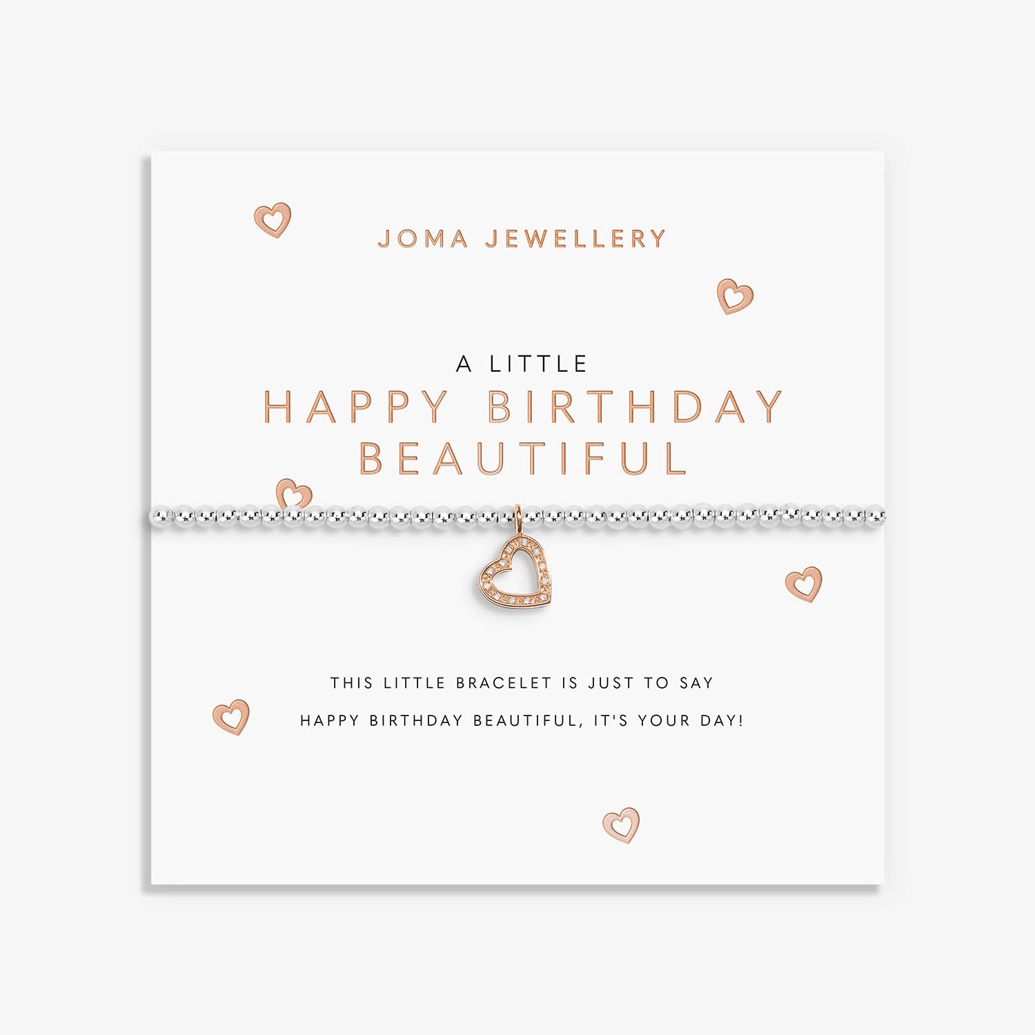 Joma Jewellery A Little | Happy Birthday Beautiful | Silver & Rose Gold Plated | Bracelet | 17.5cm Stretch