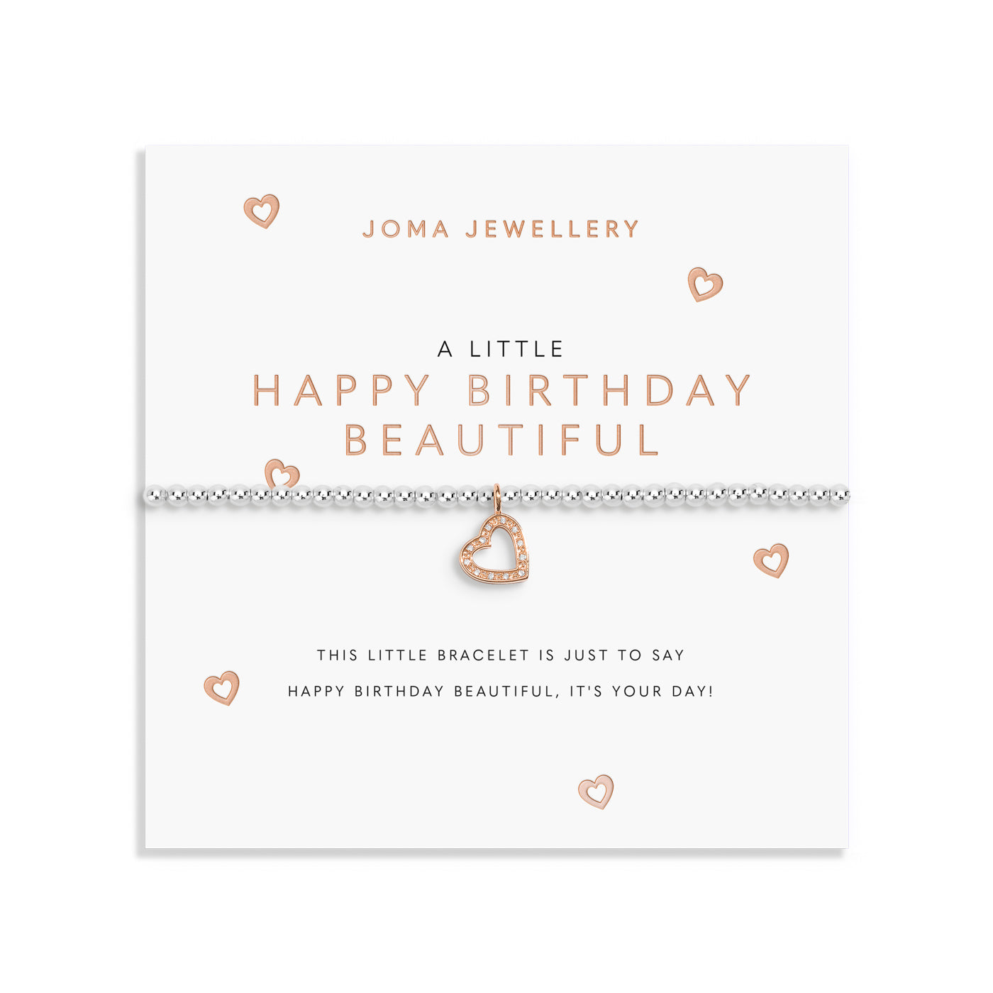 Joma Jewellery A Little | Happy Birthday Beautiful | Silver & Rose Gold Plated | Bracelet | 17.5cm Stretch